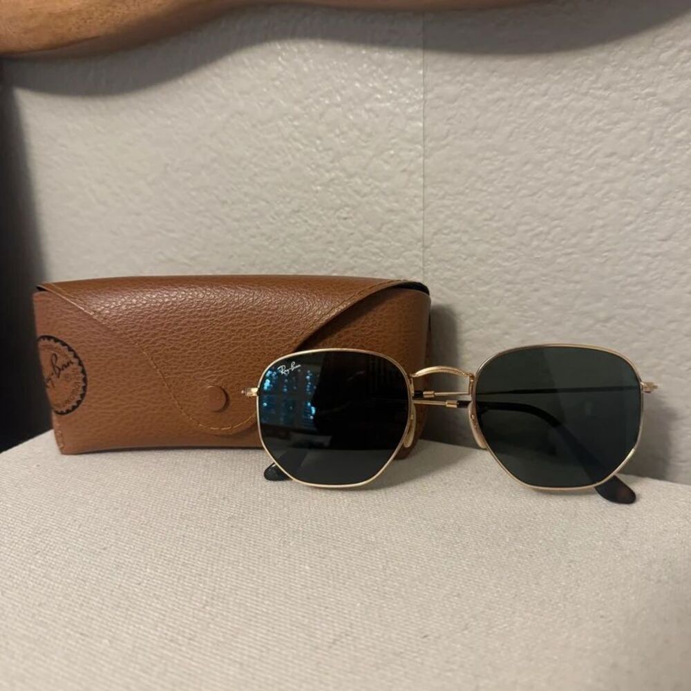 Hexagonal Gold Frame Ray-Ban Glasses